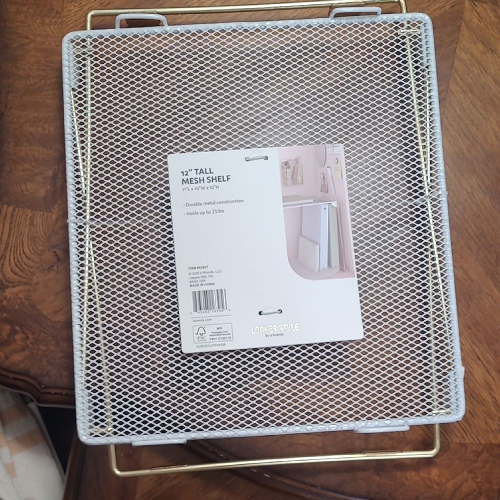 New with tags! UBrand White Gold Metal Mesh Locker Style Storage Shelf